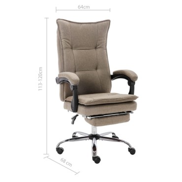 vidaXL Καρέκλα Γραφείου Χρώμα Taupe Υφασμάτινη 64x68x(113-120)cm 1 τεμ.
