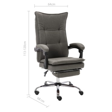vidaXL Καρέκλα Γραφείου Γκρι Υφασμάτινη 64x68x(113-120)cm 1 τεμ.