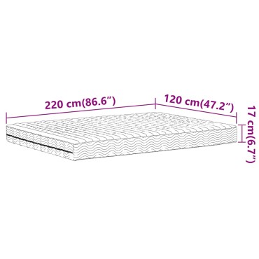 vidaXL Στρώμα Αφρού Σκληρότητα H2 H3 Λευκό 120x220cm 1 τεμ. - Μονό