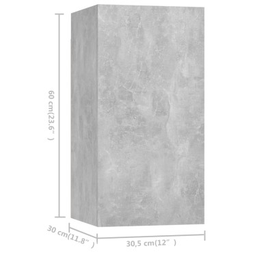vidaXL Έπιπλα Τηλεόρασης 7 τεμ. Γκρι Σκυρ. 30,5x30x60cm Μοριοσανίδα