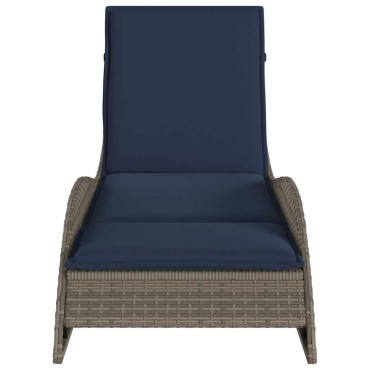 vidaXL Ξαπλώστρα με Μαξιλάρι Γκρι 60x205x73cm από Συνθετικό Ρατάν 1 τεμ.