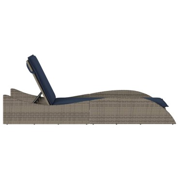 vidaXL Ξαπλώστρα με Μαξιλάρι Γκρι 60x205x73cm από Συνθετικό Ρατάν 1 τεμ.