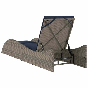 vidaXL Ξαπλώστρα με Μαξιλάρι Γκρι 60x205x73cm από Συνθετικό Ρατάν 1 τεμ.