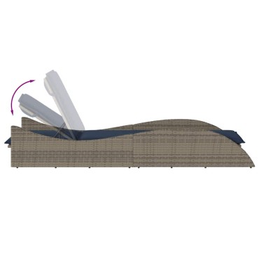 vidaXL Ξαπλώστρα με Μαξιλάρι Γκρι 60x205x73cm από Συνθετικό Ρατάν 1 τεμ.