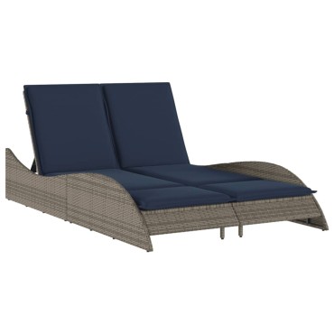 vidaXL Ξαπλώστρα με Μαξιλάρια Γκρι 114x205x73cm από Συνθετικό Ρατάν 1 τεμ.