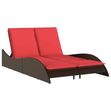 vidaXL Ξαπλώστρα με Μαξιλάρια Καφέ 114x205x73cm από Συνθετικό Ρατάν 1 τεμ.