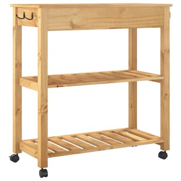 vidaXL Τρόλεϊ Κουζίνας MONZA 84x40x88,5cm από Μασίφ Ξύλο Πεύκου 1 τεμ.