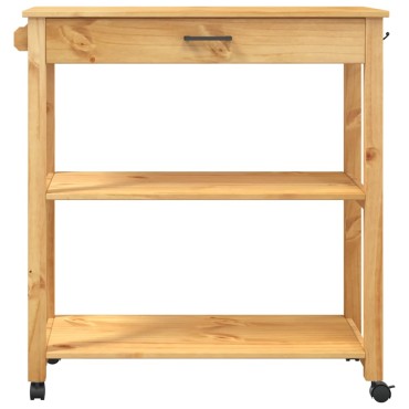 vidaXL Τρόλεϊ Κουζίνας MONZA 84x40x88,5cm Μελί κεριού από Μασίφ Ξύλο Πεύκου 1 τεμ.