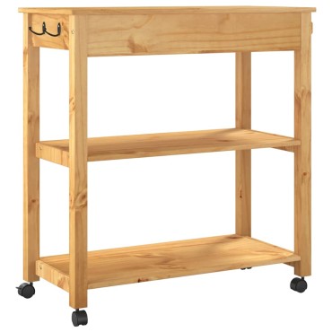 vidaXL Τρόλεϊ Κουζίνας MONZA 84x40x88,5cm Μελί κεριού από Μασίφ Ξύλο Πεύκου 1 τεμ.