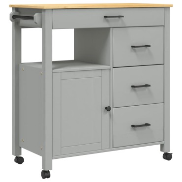 vidaXL Τρόλεϊ Κουζίνας MONZA 84x40x88,5cm από Μασίφ Ξύλο Πεύκου 1 τεμ.