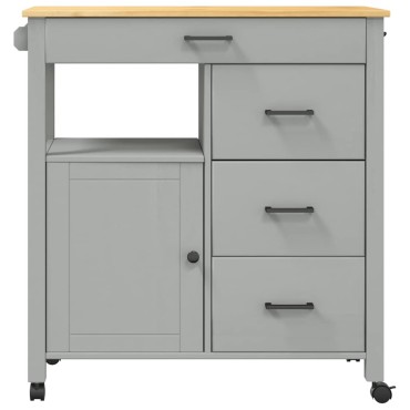 vidaXL Τρόλεϊ Κουζίνας MONZA 84x40x88,5cm Γκρι από Μασίφ Ξύλο Πεύκου 1 τεμ.