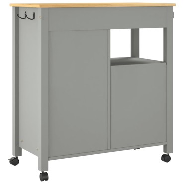 vidaXL Τρόλεϊ Κουζίνας MONZA 84x40x88,5cm Γκρι από Μασίφ Ξύλο Πεύκου 1 τεμ.