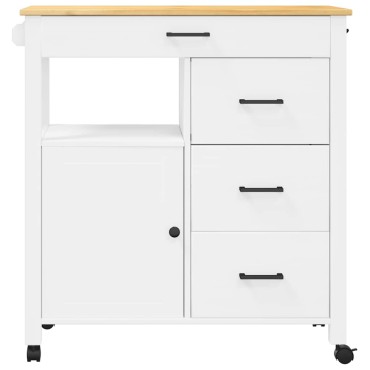 vidaXL Τρόλεϊ Κουζίνας MONZA 84x40x88,5cm Λευκό από Μασίφ Ξύλο Πεύκου 1 τεμ.