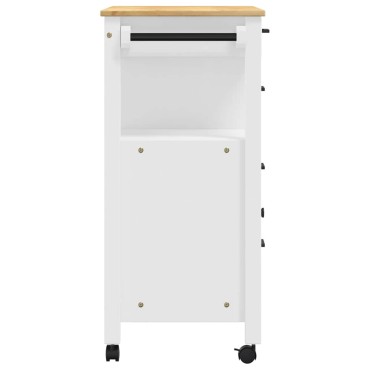 vidaXL Τρόλεϊ Κουζίνας MONZA 84x40x88,5cm Λευκό από Μασίφ Ξύλο Πεύκου 1 τεμ.