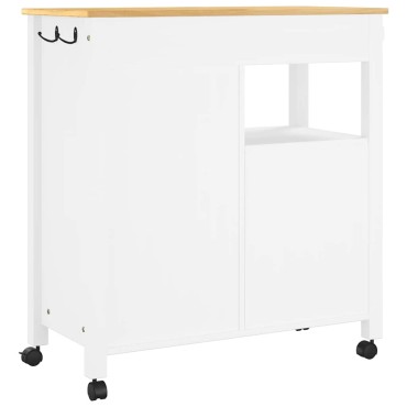 vidaXL Τρόλεϊ Κουζίνας MONZA 84x40x88,5cm Λευκό από Μασίφ Ξύλο Πεύκου 1 τεμ.