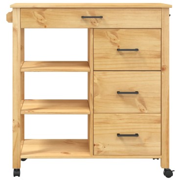 vidaXL Τρόλεϊ Κουζίνας MONZA 84x40x88,5cm Μελί κεριού από Μασίφ Ξύλο Πεύκου 1 τεμ.