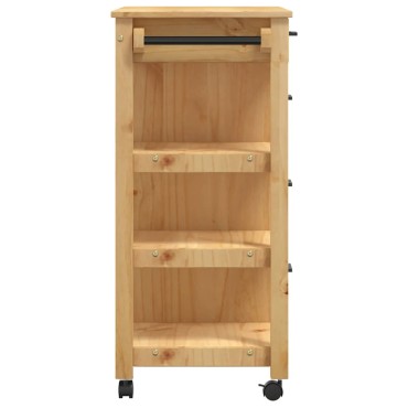 vidaXL Τρόλεϊ Κουζίνας MONZA 84x40x88,5cm Μελί κεριού από Μασίφ Ξύλο Πεύκου 1 τεμ.