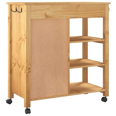 vidaXL Τρόλεϊ Κουζίνας MONZA 84x40x88,5cm Μελί κεριού από Μασίφ Ξύλο Πεύκου 1 τεμ.
