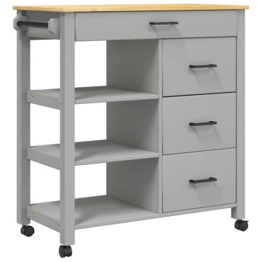 vidaXL Τρόλεϊ Κουζίνας MONZA 84x40x88,5cm από Μασίφ Ξύλο Πεύκου 1 τεμ.