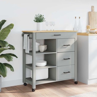 vidaXL Τρόλεϊ Κουζίνας MONZA 84x40x88,5cm από Μασίφ Ξύλο Πεύκου 1 τεμ.