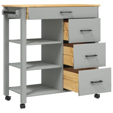 vidaXL Τρόλεϊ Κουζίνας MONZA 84x40x88,5cm από Μασίφ Ξύλο Πεύκου 1 τεμ.