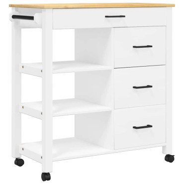 vidaXL Τρόλεϊ Κουζίνας MONZA 84x40x88,5cm από Μασίφ Ξύλο Πεύκου 1 τεμ.