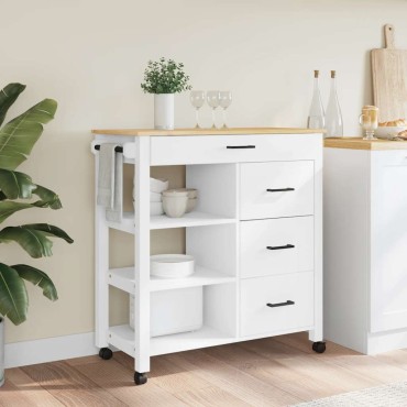 vidaXL Τρόλεϊ Κουζίνας MONZA 84x40x88,5cm από Μασίφ Ξύλο Πεύκου 1 τεμ.