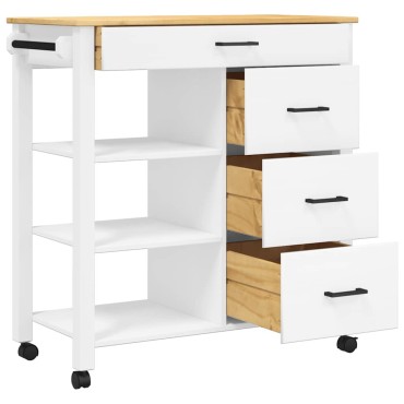 vidaXL Τρόλεϊ Κουζίνας MONZA 84x40x88,5cm από Μασίφ Ξύλο Πεύκου 1 τεμ.