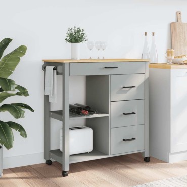 vidaXL Τρόλεϊ Κουζίνας MONZA 84x40x88,5cm από Μασίφ Ξύλο Πεύκου 1 τεμ.