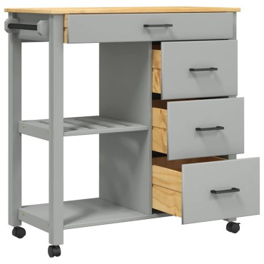 vidaXL Τρόλεϊ Κουζίνας MONZA 84x40x88,5cm από Μασίφ Ξύλο Πεύκου 1 τεμ.