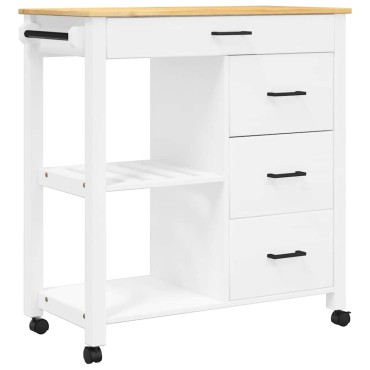 vidaXL Τρόλεϊ Κουζίνας MONZA 84x40x88,5cm από Μασίφ Ξύλο Πεύκου 1 τεμ.