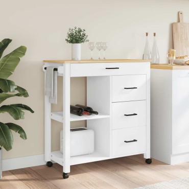 vidaXL Τρόλεϊ Κουζίνας MONZA 84x40x88,5cm από Μασίφ Ξύλο Πεύκου 1 τεμ.