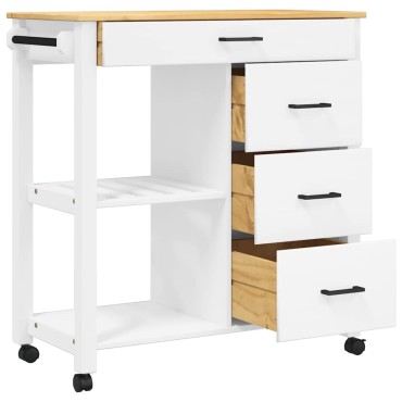 vidaXL Τρόλεϊ Κουζίνας MONZA 84x40x88,5cm από Μασίφ Ξύλο Πεύκου 1 τεμ.