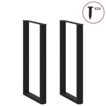 vidaXL Πόδια Τραπεζιού Μπαρ σε Σχήμα U 2 τεμ. Μαύρο 60x (110-111)cm Ατσάλι