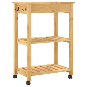 vidaXL Τρόλεϊ Κουζίνας MONZA 60x40x88,5cm από Μασίφ Ξύλο Πεύκου 1 τεμ.