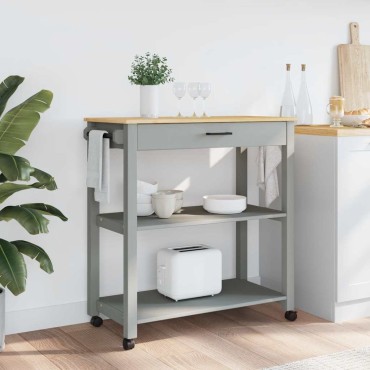 vidaXL Τρόλεϊ Κουζίνας MONZA 84x40x88,5cm από Μασίφ Ξύλο Πεύκου 1 τεμ.
