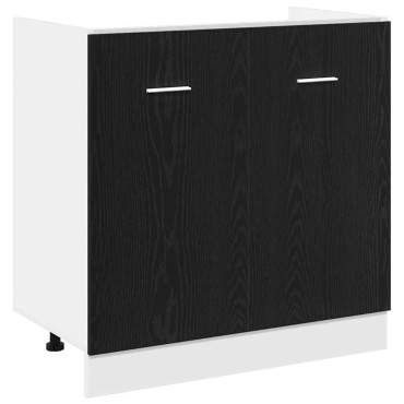 vidaXL Ντουλάπι Κάτω Νεροχύτη Μαύρη Δρυς 80x46x81,5cm Συνθετικό Ξύλο 1 τεμ.