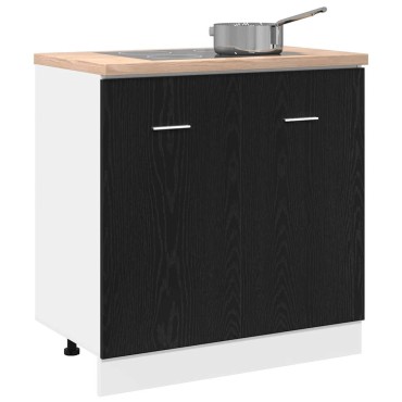 vidaXL Ντουλάπι Κάτω Νεροχύτη Μαύρη Δρυς 80x46x81,5cm Συνθετικό Ξύλο 1 τεμ.