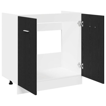 vidaXL Ντουλάπι Κάτω Νεροχύτη Μαύρη Δρυς 80x46x81,5cm Συνθετικό Ξύλο 1 τεμ.