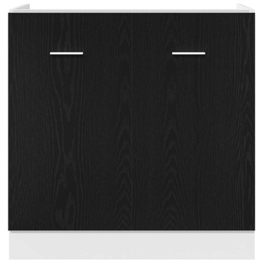 vidaXL Ντουλάπι Κάτω Νεροχύτη Μαύρη Δρυς 80x46x81,5cm Συνθετικό Ξύλο 1 τεμ.