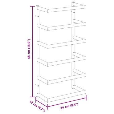 vidaXL Βάση για Πετσέτες Επιτοίχια Λευκή 24 x 12 x 48 εκ. Ατσάλινη