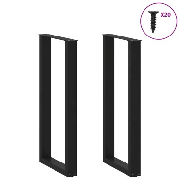 vidaXL Πόδια Τραπεζιού Μπαρ σε Σχήμα U 2 τεμ. Μαύρο 40x (100-101)cm Ατσάλι
