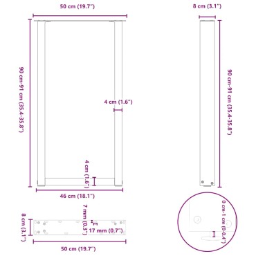 vidaXL Πόδια Τραπεζιού Μπαρ σε Σχήμα U 2 τεμ. Λευκά 50x(90-91)cm Ατσάλι