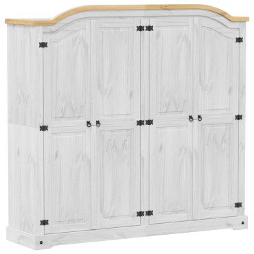 vidaXL Ντουλάπα Corona Λευκό 194x52x186cm από Μασίφ Ξύλο Πεύκου 1 τεμ.