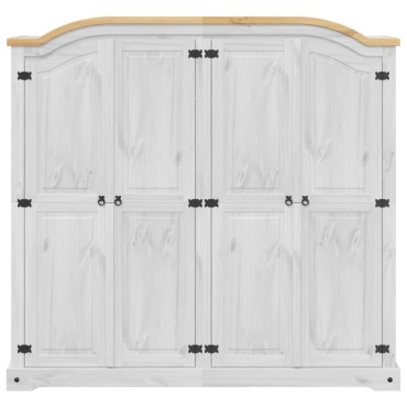 vidaXL Ντουλάπα Corona Λευκό 194x52x186cm από Μασίφ Ξύλο Πεύκου 1 τεμ.