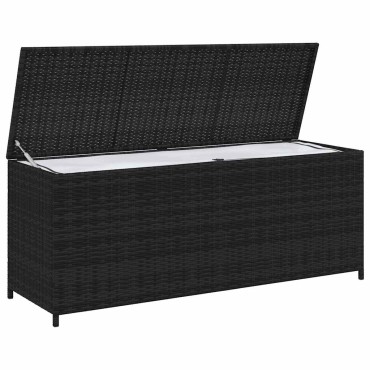 vidaXL Κουτί Αποθήκευσης Κήπου Μαύρο 150x50x60cm από Συνθετικό Ρατάν 1 τεμ.