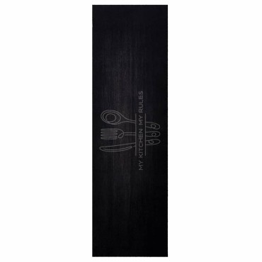 vidaXL Χαλί Κουζίνας Κουτάλια Μαύρο 150 x 45 εκ Βελούδο