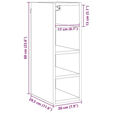 vidaXL Κρεμαστό ντουλάπι Μαύρη δρυς 20x29,5x60cm