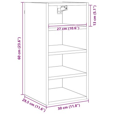 vidaXL Κρεμαστό ντουλάπι Μαύρη δρυς 30x29,5x60cm