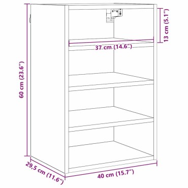 vidaXL Κρεμαστό ντουλάπι Μαύρη δρυς 40x29,5x60cm
